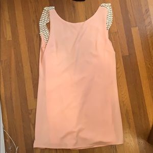 low back light pink m mini dress with lace detail